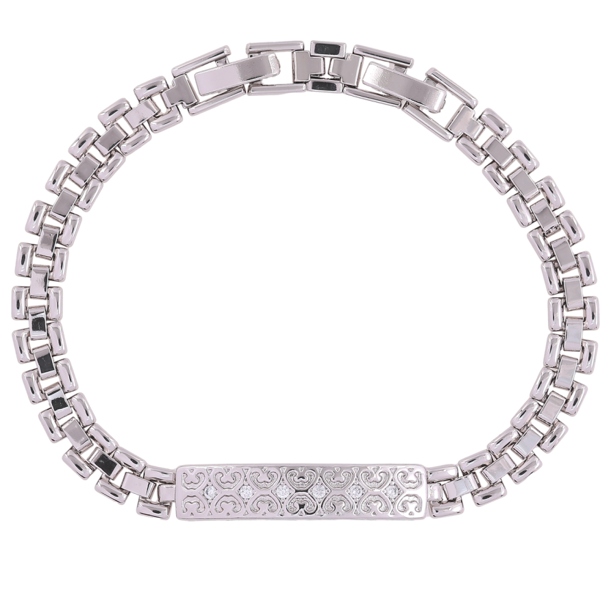 Браслет Xuping Родій «Браслетне плетіння з декоративною вставкою» розмір з доп. замком 17.5,19.5см х 6мм фото №1