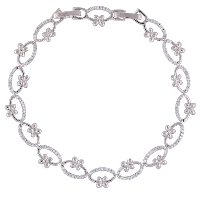 Браслет Xuping Родій «Квітковий візерунок з цирконієм» розмір з доп. замком 17.5,19.5см х 8мм фото №2 Браслет Xuping Родій «Квітковий візерунок з цирконієм» розмір з доп. замком 17.5,19.5см х 8мм фото №2