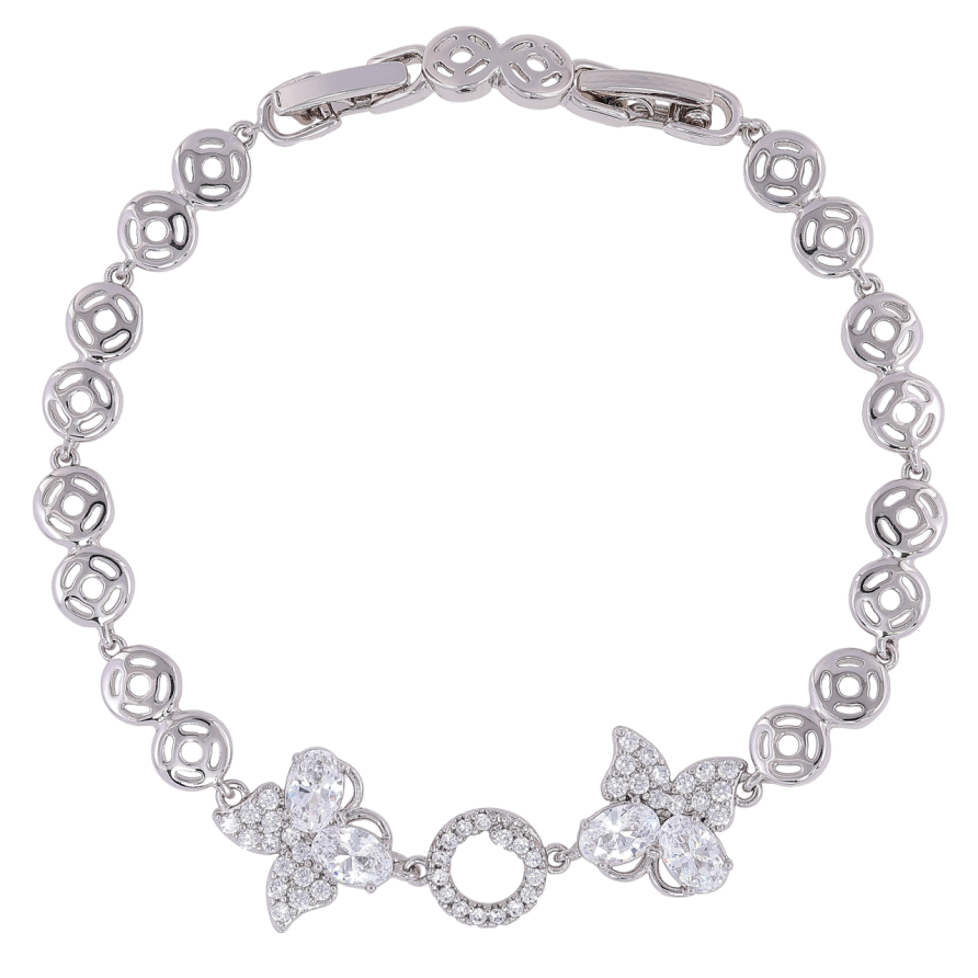 Браслет Xuping Родій «Метелики з цирконієм» розмір з доп. замком 17.5,19.5см х 6мм фото №1