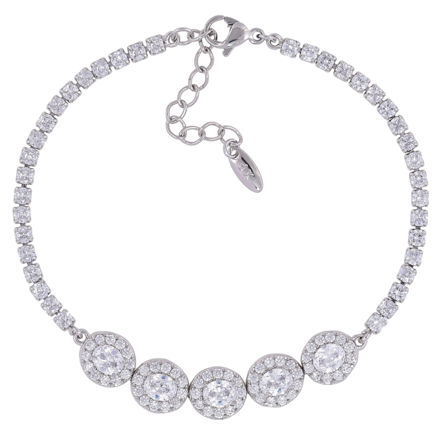 Браслет Xuping Родий Инкрустация цирконием размер с доп. цепочкой 18-21см х 3мм фото №1