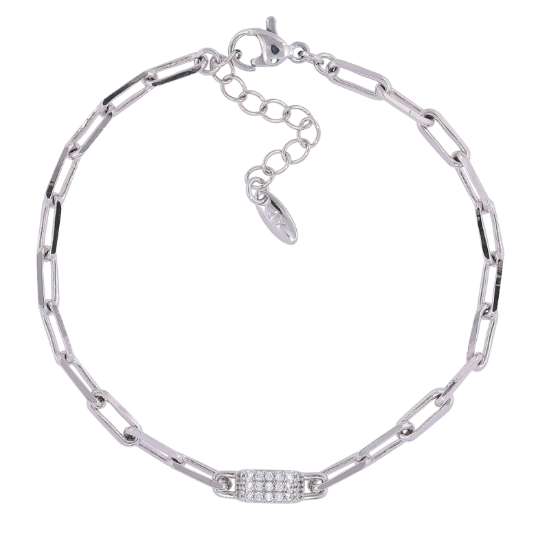 Браслет Xuping Родій «Якірний ланцюжок зі вставкою» розмір з доп. ланцюжком 17.5-20.5см х 3мм фото №1 Браслет Xuping Родій «Якірний ланцюжок зі вставкою» розмір з доп. ланцюжком 17.5-20.5см х 3мм фото №1