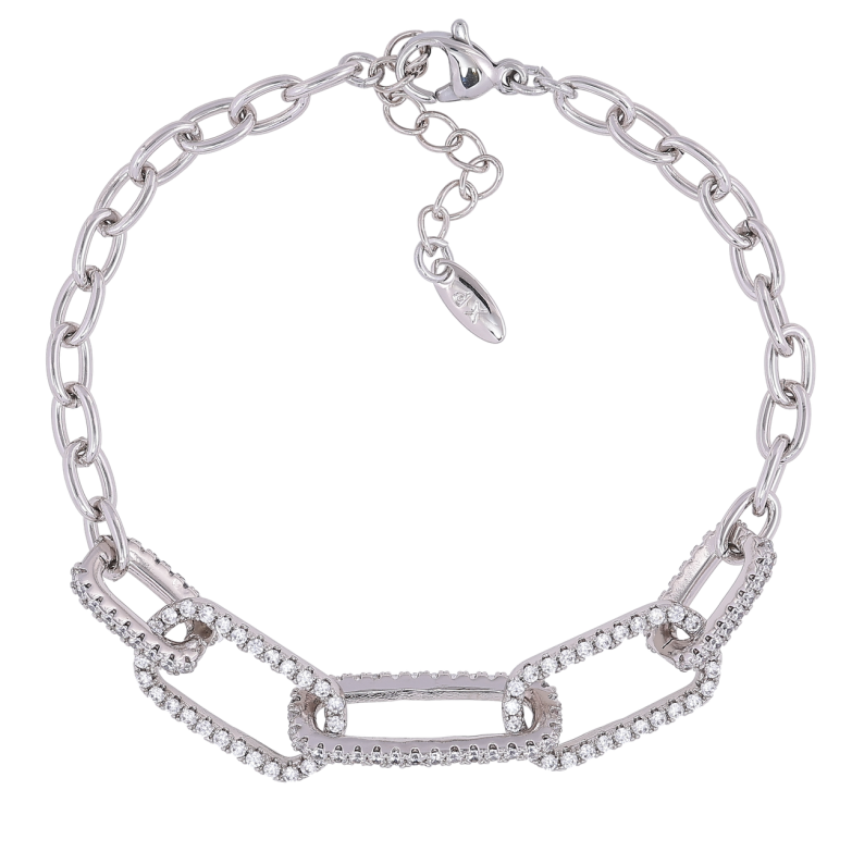 Браслет Xuping Родій «Ланцюжок, ланки з цирконієм» розмір з доп. ланцюжком 17-20см х 4мм фото №1