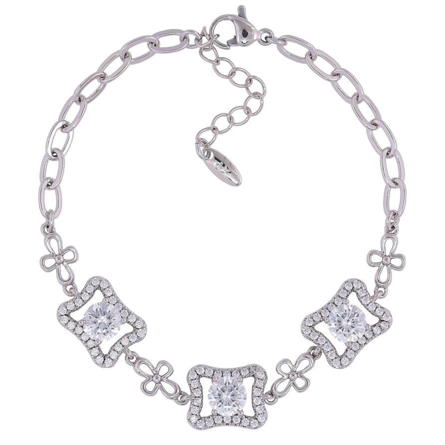 Браслет Xuping Родий Цепочка с декоративной вставкой размер с доп. цепочкой 17-20.5см х 4мм фото №1 Браслет Xuping Родий Цепочка с декоративной вставкой размер с доп. цепочкой 17-20.5см х 4мм фото №1