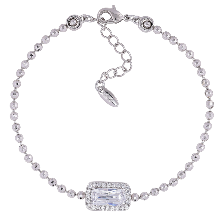 Браслет Xuping Родий Цепочка Перлина с кристальной вставкой размер с доп. цепочкой 18-21см х 2мм фото №1