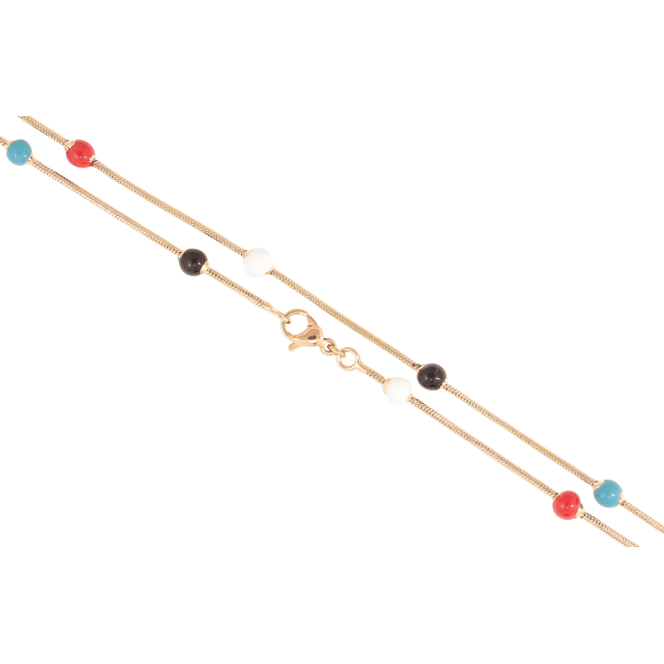 Цепочка Xuping Позолота 18K Плетение Ювелирный шнур с разноцветными эмалевыми бусинами длинна 49см х 1.5мм фото №2