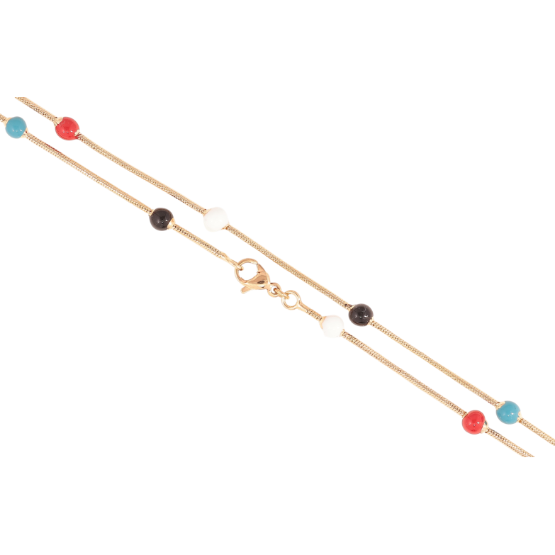 Цепочка Xuping Позолота 18K Плетение Ювелирный шнур с разноцветными эмалевыми бусинами длинна 49см х 1.5мм фото №1