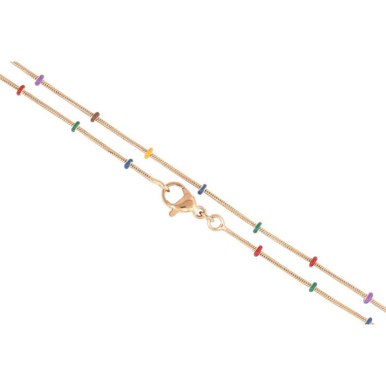 Цепочка Xuping Позолота 18K Плетение Ювелирный шнур с цветными бусинами длинна 45см х 1мм фото №1