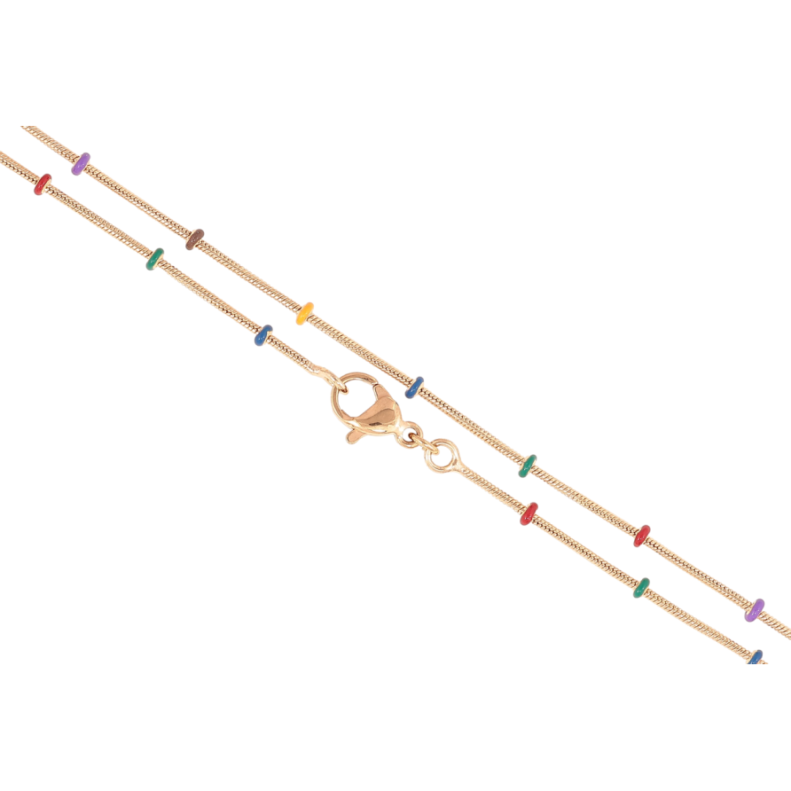 Цепочка Xuping Позолота 18K Плетение Ювелирный шнур с цветными бусинами длинна 45см х 1мм фото №1