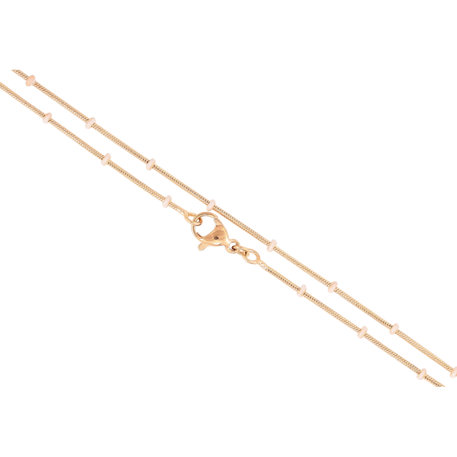 Цепочка Xuping Позолота 18K Плетение Ювелирный шнур с белыми бусинами длинна 45см х 1мм фото №1