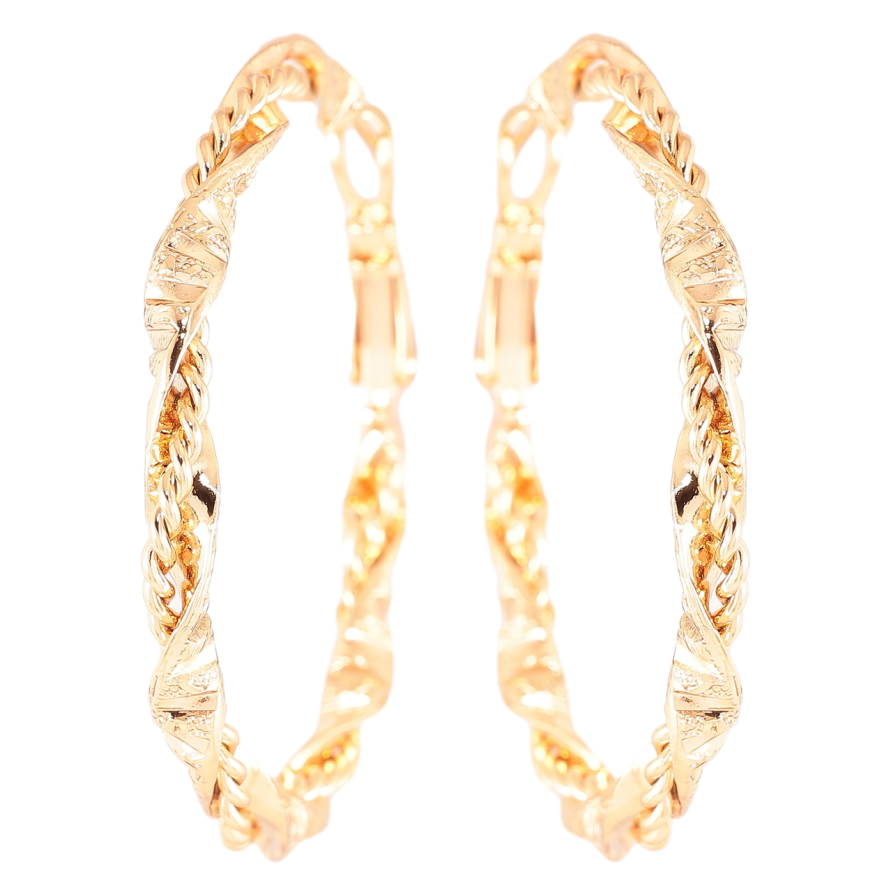 Серьги Xuping Позолота 18K кольца (конго) Декоративный узор ø 4см фото №1 Серьги Xuping Позолота 18K кольца (конго) Декоративный узор ø 4см фото №1