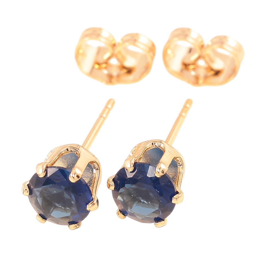 Серьги Xuping Позолота 18K пусеты Синие фианиты в 6-ти крапановой оправе ø 6мм фото №1 Серьги Xuping Позолота 18K пусеты Синие фианиты в 6-ти крапановой оправе ø 6мм фото №1