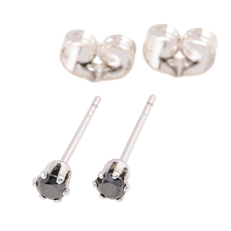 Серьги Xuping Родий пусеты Черные фианиты в 6-ти крапановой оправе ø 3мм фото №11