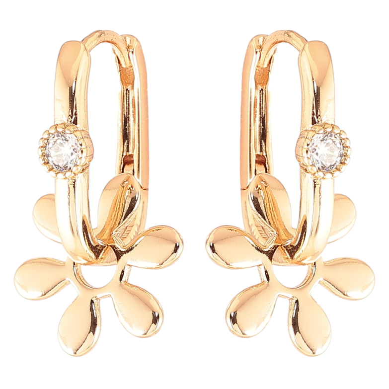 Серьги Xuping Позолота 18K подвески на колечках Цветочки с цирконием 2 в 1 фото №1 Серьги Xuping Позолота 18K подвески на колечках Цветочки с цирконием 2 в 1 фото №1