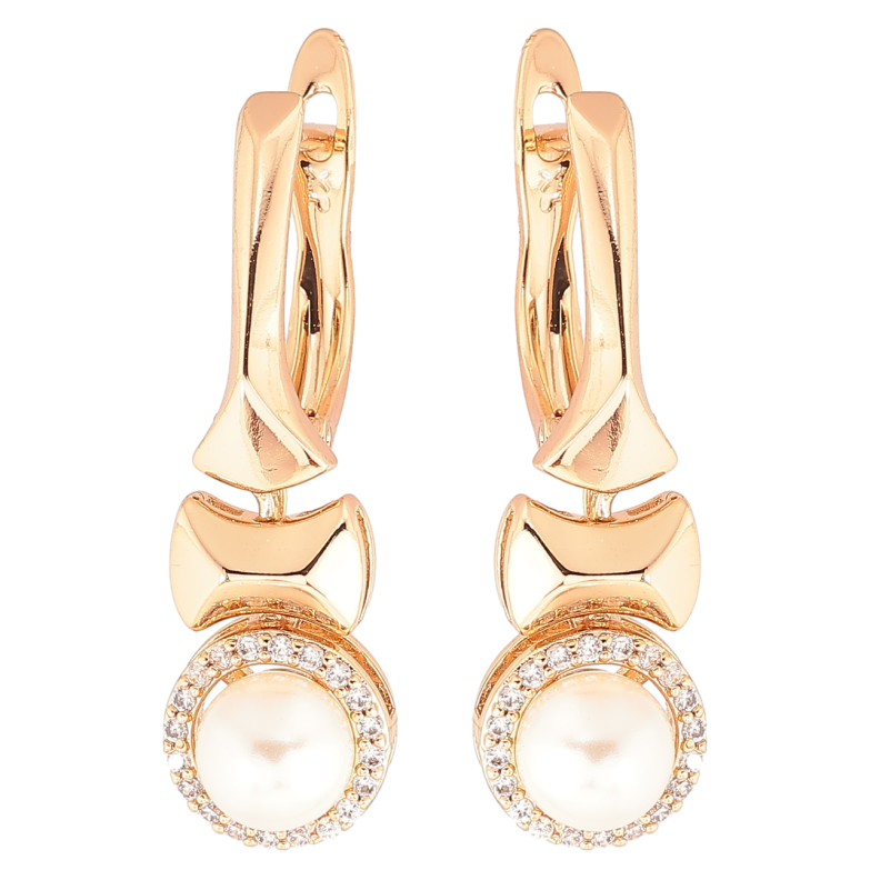 Серьги Xuping Позолота 18K английский замок Узор с жемчужинами и цирконием фото №1