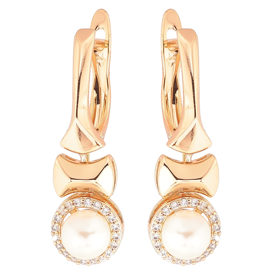 Серьги Xuping Позолота 18K английский замок Узор с жемчужинами и цирконием фото №1