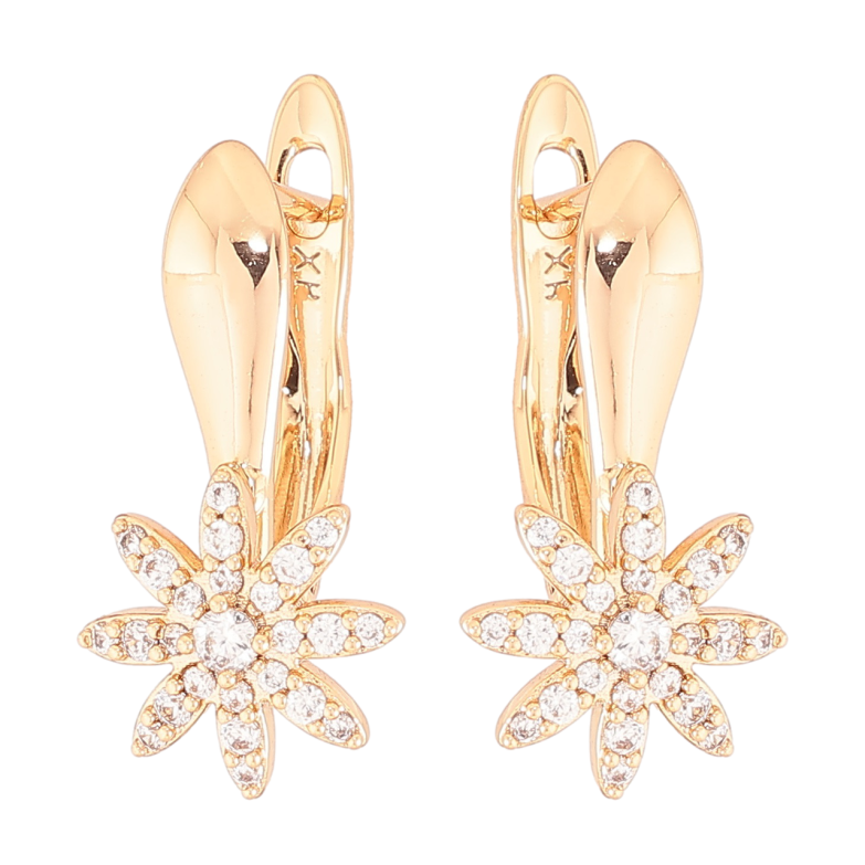 Серьги Xuping Позолота 18K английский замок Цветочки с цирконием фото №1