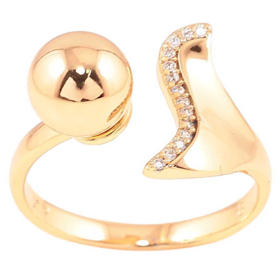 Каблучка Xuping Позолота 18K «Візерунок з цирконієм і кулькою» фото №1