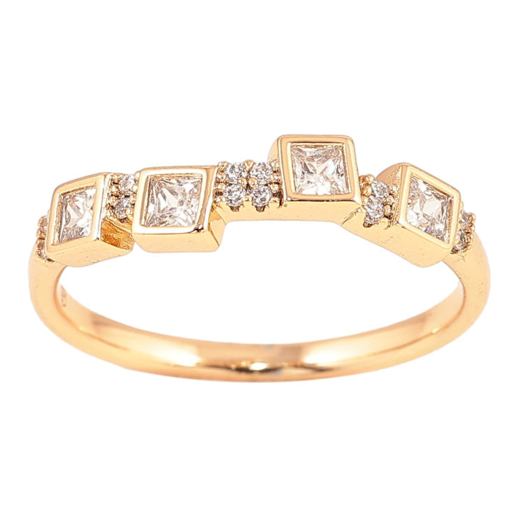 Кольцо Xuping Позолота 18K Кристальная дорожка фото №14