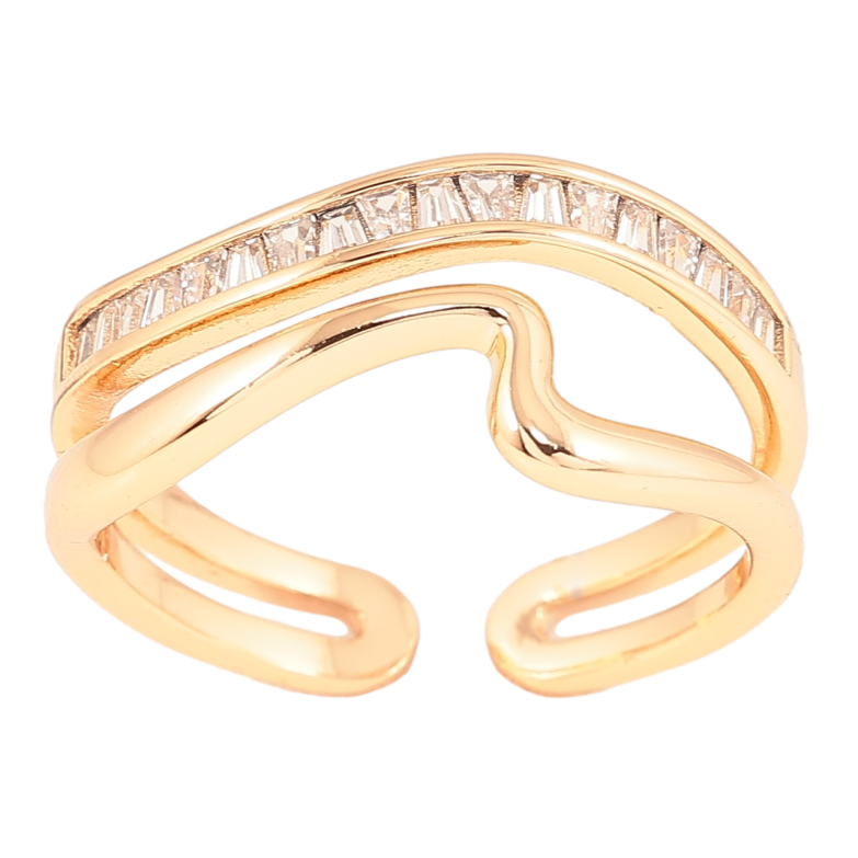 Каблучка Xuping Позолота 18K «Хвилясті доріжки з цирконієм» фото №1