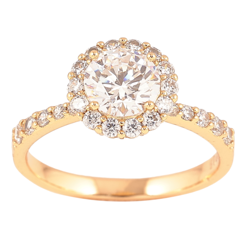 Каблучка Xuping Позолота 18K «Фіаніт в обрамленні цирконію» фото №1