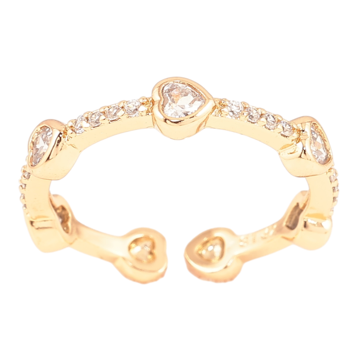 Кольцо Xuping Позолота 18K Дорожка циркония с кристальными сердечками фото №21 Кольцо Xuping Позолота 18K Дорожка циркония с кристальными сердечками фото №21