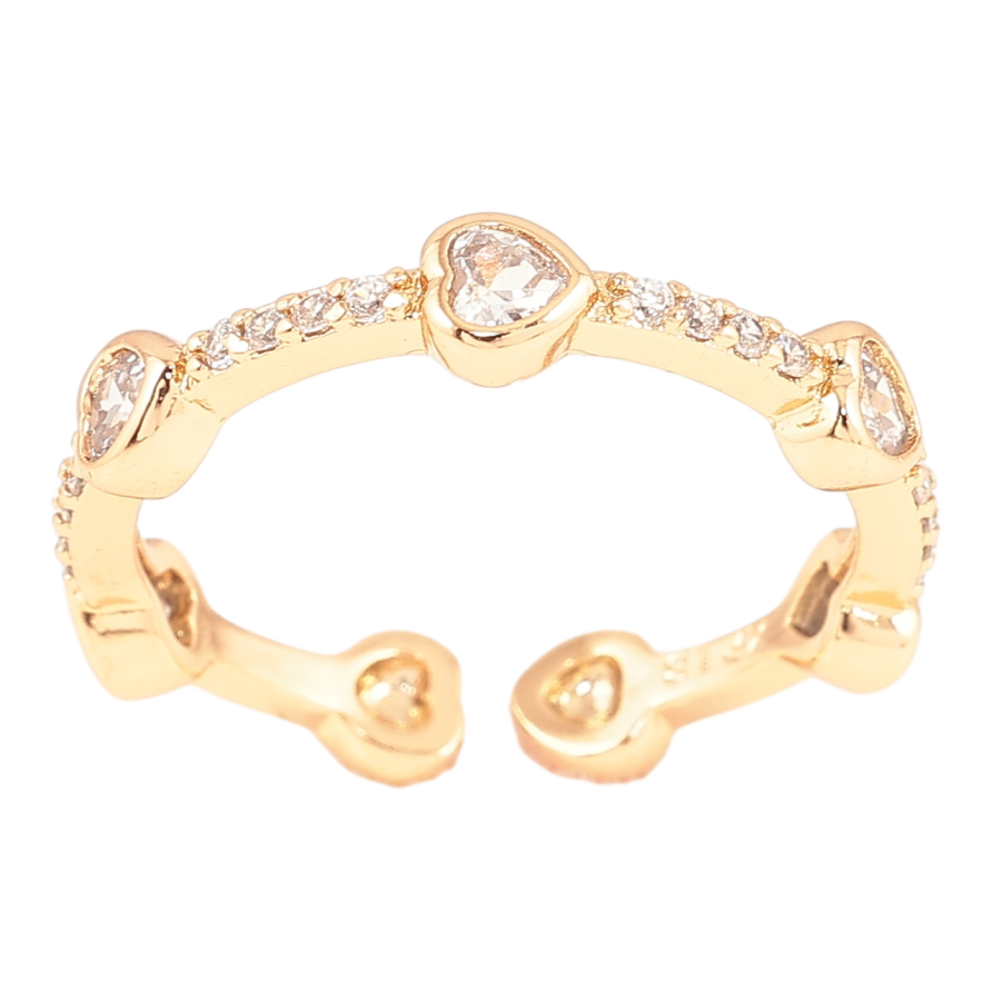 Кольцо Xuping Позолота 18K Дорожка циркония с кристальными сердечками фото №1