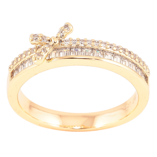 Кольцо Xuping Позолота 18K Дорожки циркония с бантом фото №1