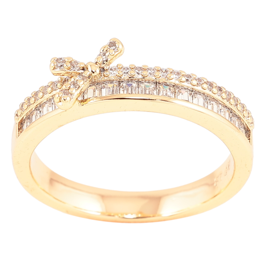 Кольцо Xuping Позолота 18K Дорожки циркония с бантом фото №1