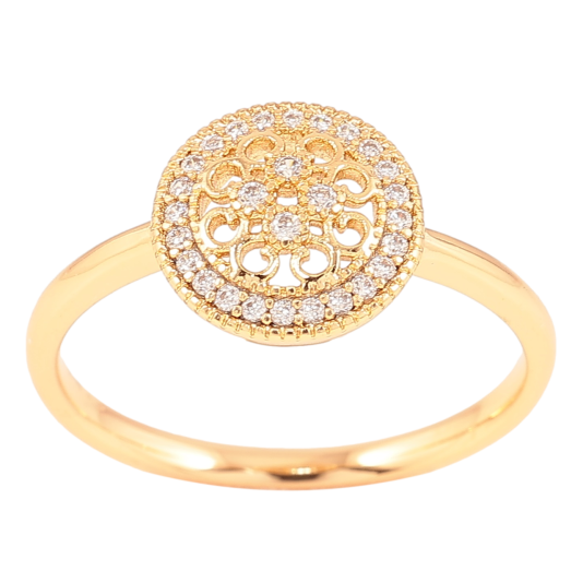 Кольцо Xuping Позолота 18K Ажурный круг с цирконием фото №1