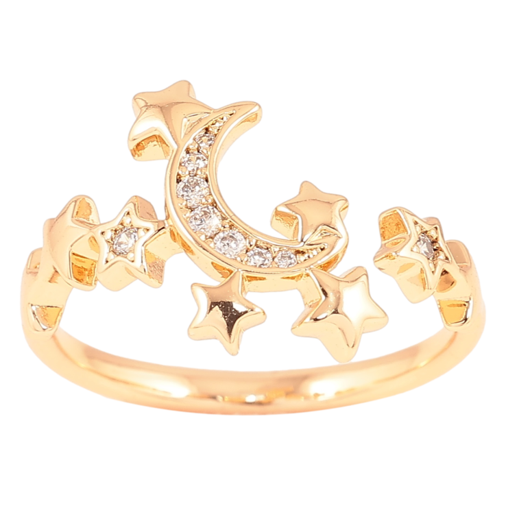 Каблучка Xuping Позолота 18K «Зірки з Місяцем» фото №11 Каблучка Xuping Позолота 18K «Зірки з Місяцем» фото №11