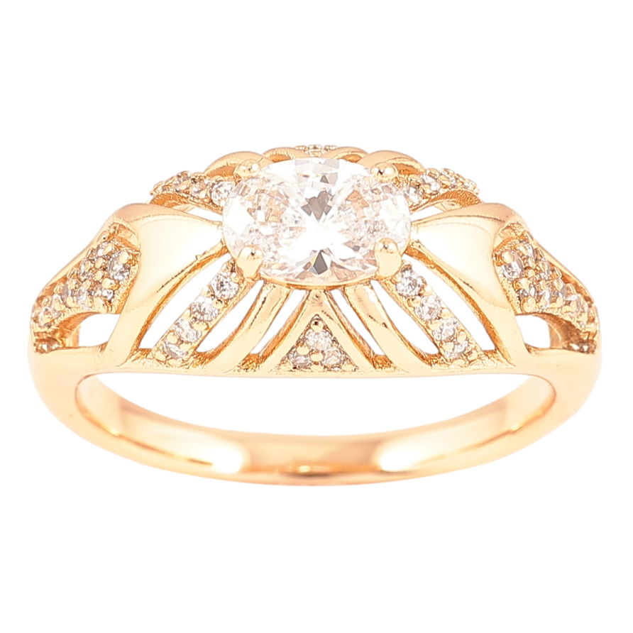 Каблучка Xuping Позолота 18K «Візерунок з цирконієм» фото №1 Каблучка Xuping Позолота 18K «Візерунок з цирконієм» фото №1