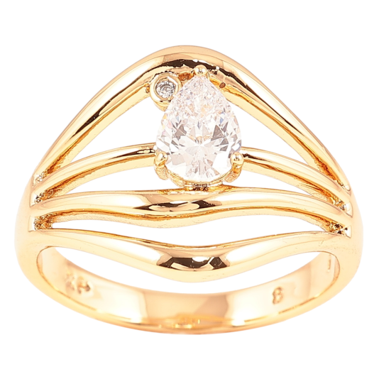 Кольцо Xuping Позолота 18K Декоративный узор с кристальной капелькой фото №1 Кольцо Xuping Позолота 18K Декоративный узор с кристальной капелькой фото №1
