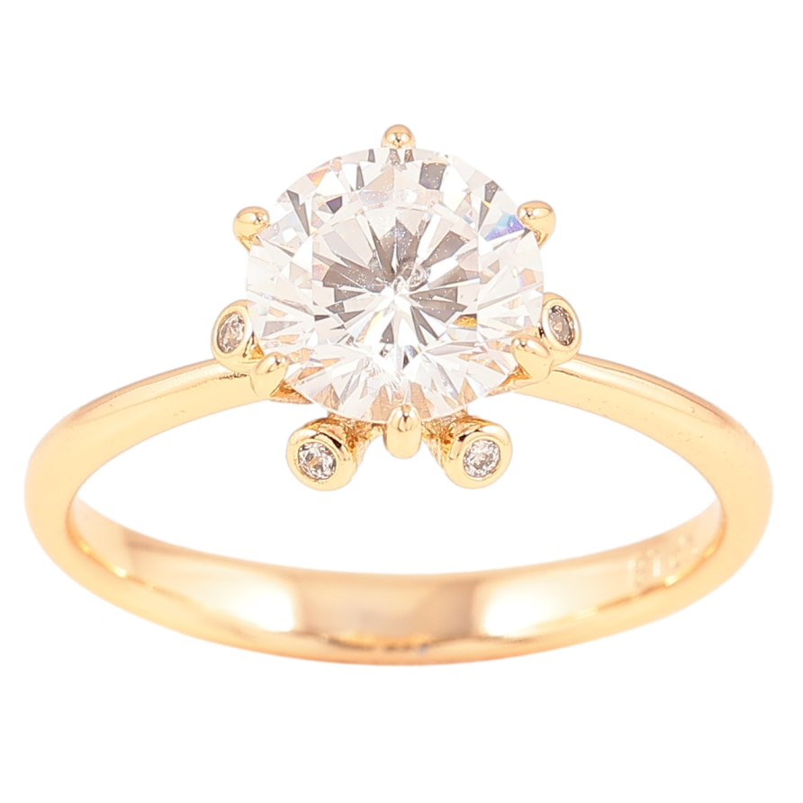 Кольцо Xuping Позолота 18K Фианит в декоративной оправе фото №1