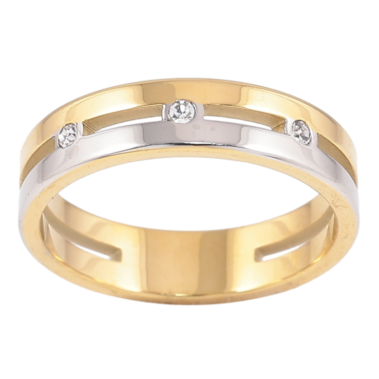 Каблучка Xuping TTM Stainless Steel Колір 14К + Родій «Вставки цирконію, шир. 5мм» фото №20