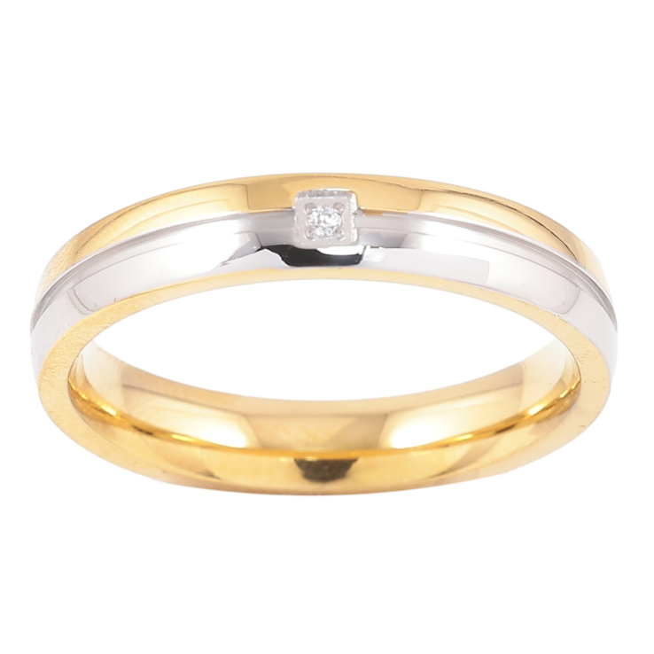 Кольцо Xuping TTM Stainless Steel Цвет 14К + Родий Узор с цирконием, шир. 4мм фото №25