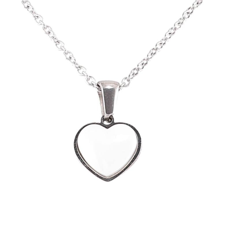 Подвеска на цепочке Xuping ТТМ Stainless Steel цвет Родий Сердечко с белой керамикой дл. 44-48см х 2мм фото №1