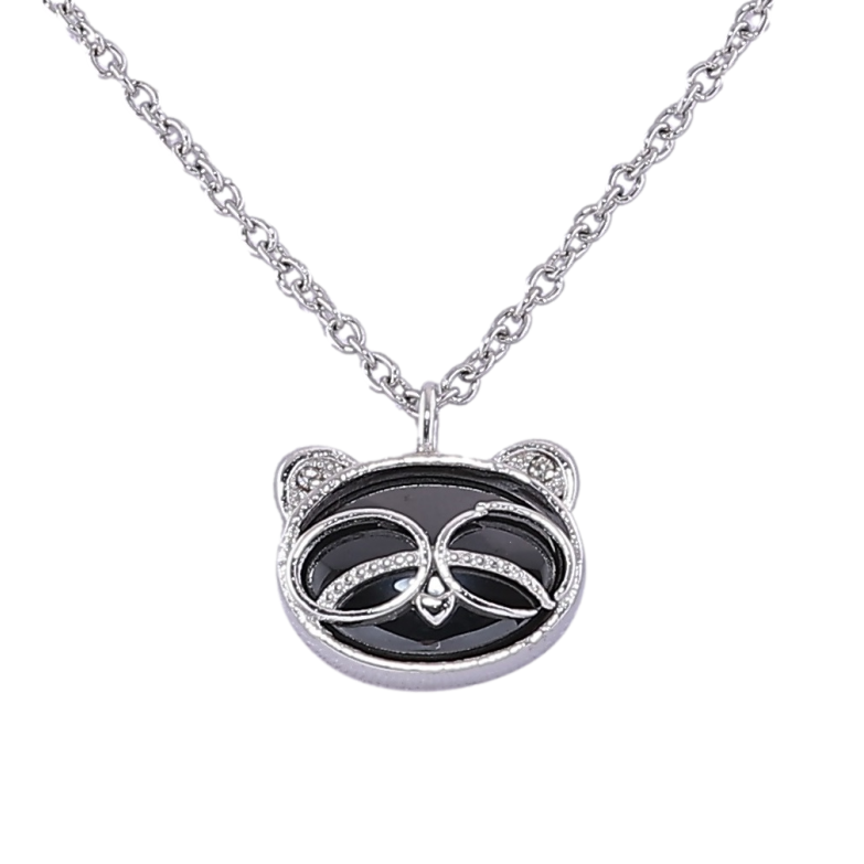 Підвіска на ланцюжку Xuping ТТМ Stainless Steel колір Родій Панда з чорною керамікою» дл. 43-47см х 1.5мм фото №1