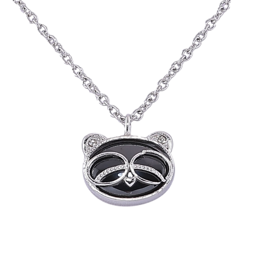 Підвіска на ланцюжку Xuping ТТМ Stainless Steel колір Родій Панда з чорною керамікою» дл. 43-47см х 1.5мм фото №1
