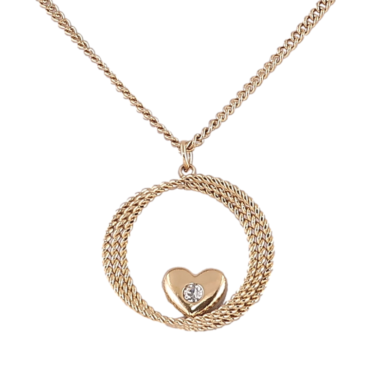 Подвеска на цепочке Xuping ТТМ Stainless Steel цвет 14К Колечко с сердечком дл. 43.5-48.5см х 1.5мм фото №1