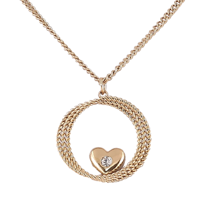 Подвеска на цепочке Xuping ТТМ Stainless Steel цвет 14К Колечко с сердечком дл. 43.5-48.5см х 1.5мм фото №1