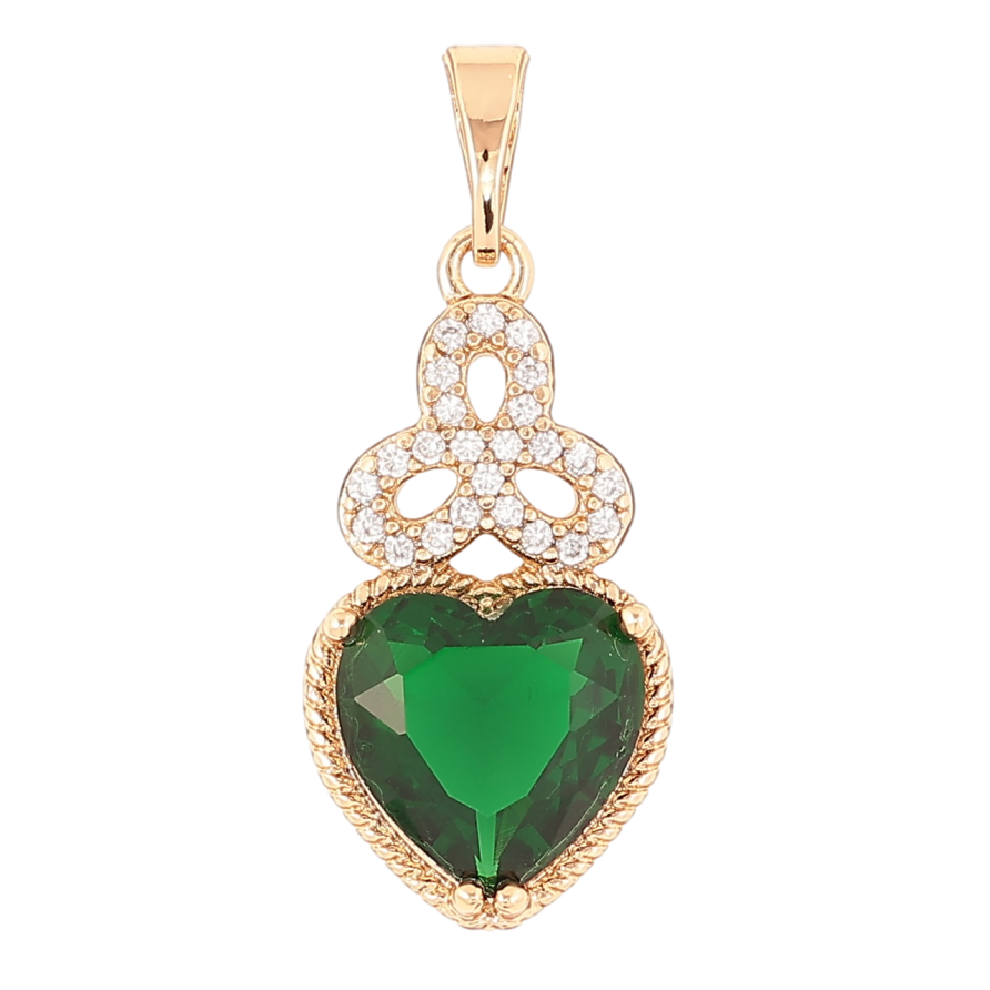 Кулон Xuping Позолота 18K Зеленое кристальное сердечко для цепочки до 5мм фото №1