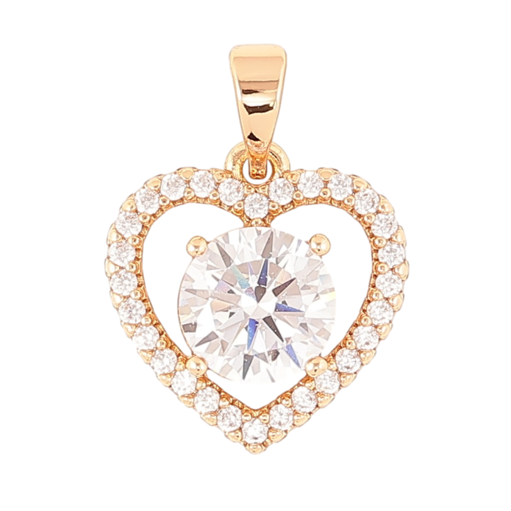 Кулон Xuping Позолота 18K «Сердечка з інкрустацією цирконієм» для ланцюжка до 5мм фото №4