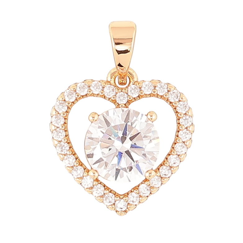 Кулон Xuping Позолота 18K «Сердечка з інкрустацією цирконієм» для ланцюжка до 5мм фото №4