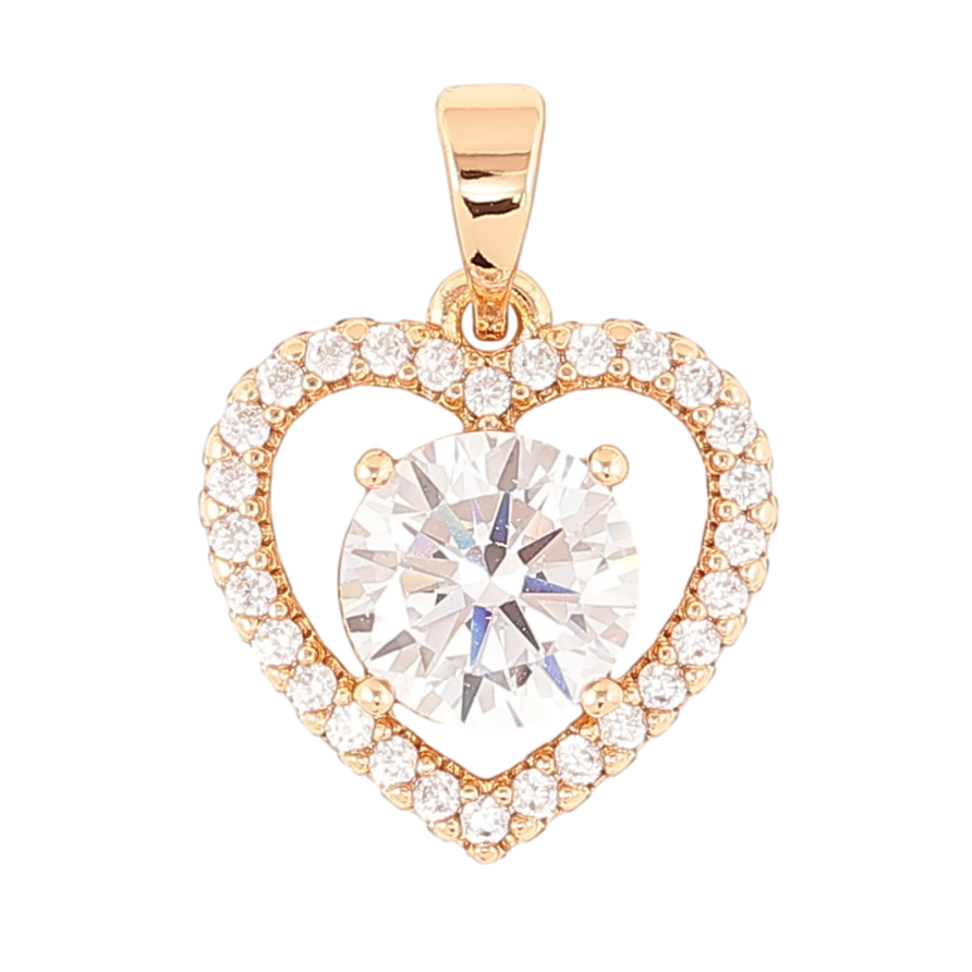 Кулон Xuping Позолота 18K Сердечки с инкрустацией цирконием для цепочки до 5мм фото №1