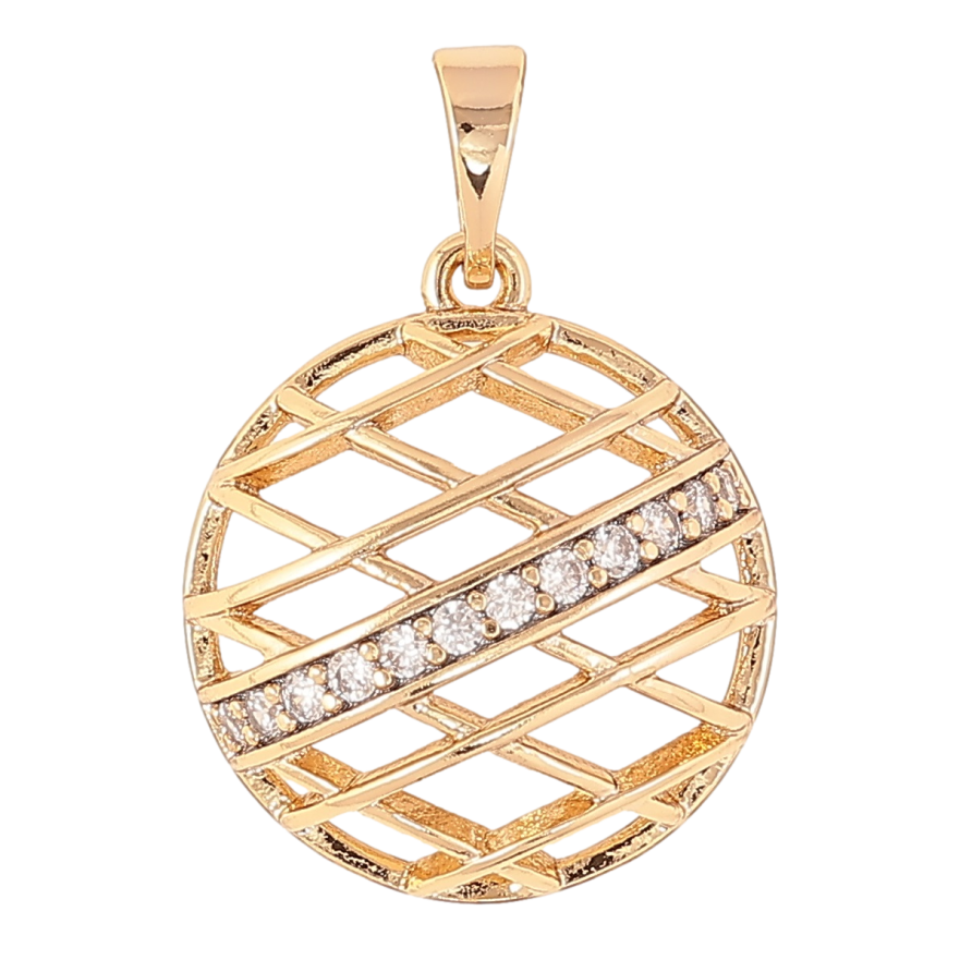 Кулон Xuping Позолота 18K Резной круг с дорожкой циркония для цепочки до 5мм фото №1