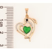 Кулон Xuping Позолота 18K «Сердечко з дельфіном і зеленим фіанітом» для ланцюжка до 5мм фото №2