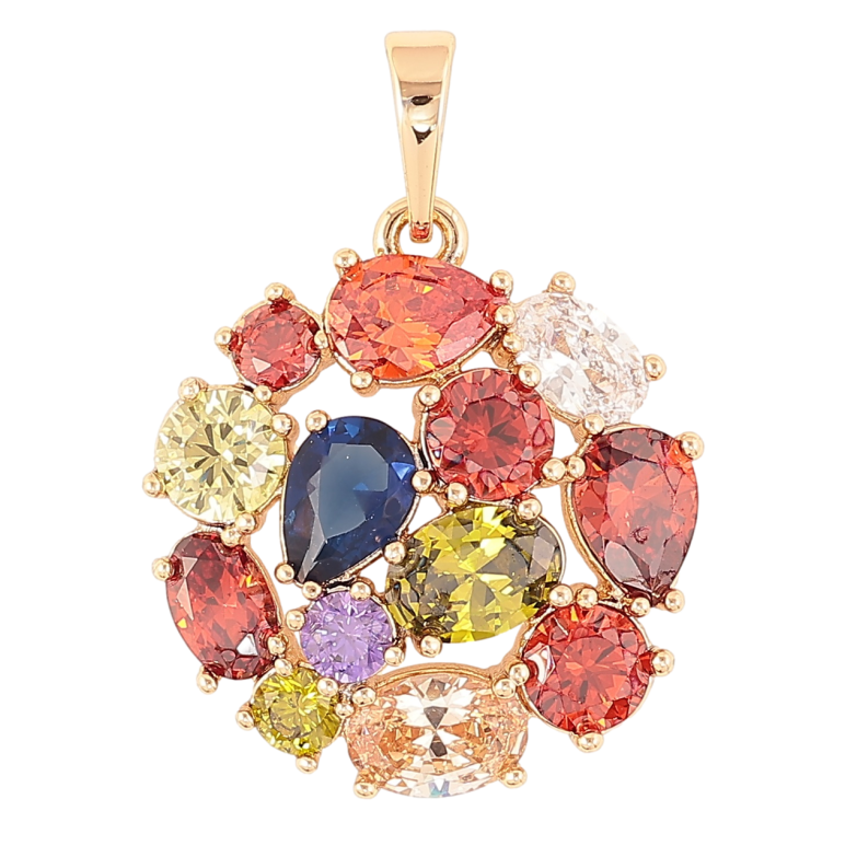 Кулон Xuping Позолота 18K Россыпь разноцветных фианитов для цепочки до 6мм фото №1