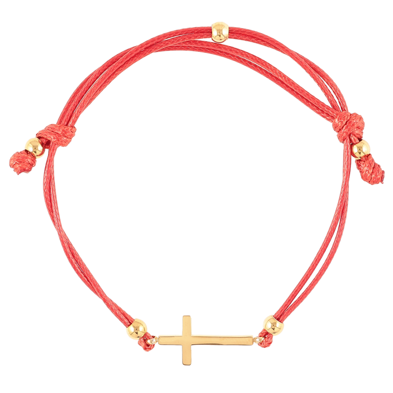 Браслет Xuping ТТМ Stainless Steel цвет 14K Красный шнур двойной с Крестом на затяжке 16-22см х 2мм фото №1 Браслет Xuping ТТМ Stainless Steel цвет 14K Красный шнур двойной с Крестом на затяжке 16-22см х 2мм фото №1