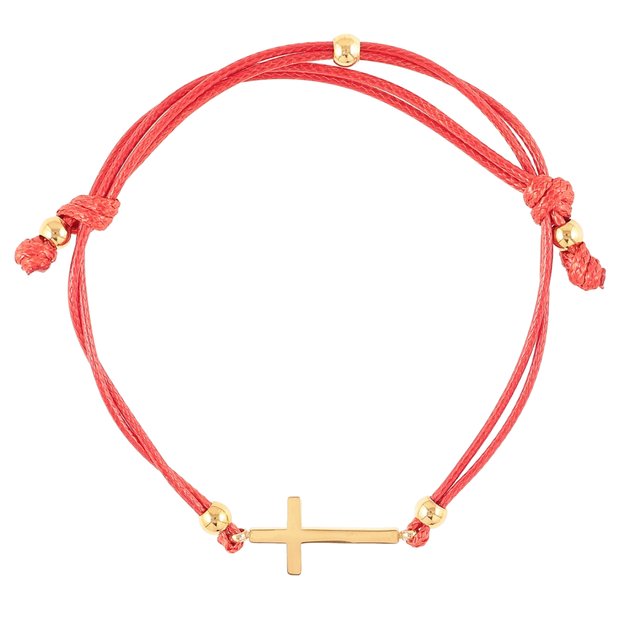 Браслет Xuping ТТМ Stainless Steel цвет 14K Красный шнур двойной с Крестом на затяжке 16-22см х 2мм фото №1 Браслет Xuping ТТМ Stainless Steel цвет 14K Красный шнур двойной с Крестом на затяжке 16-22см х 2мм фото №1