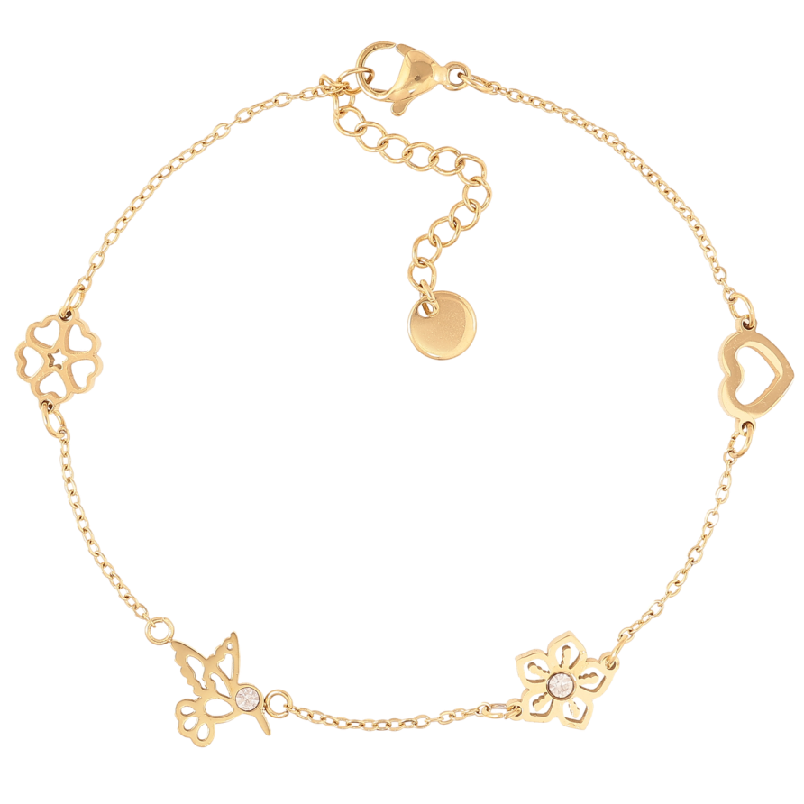 Браслет Xuping ТТМ Stainless Steel цвет 14K Цепочка с вставками с доп.цепочкой 19-22см х 1мм фото №1